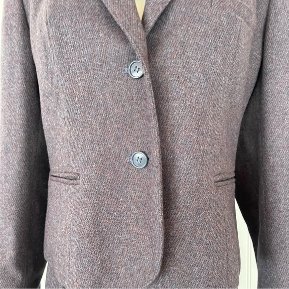 Vintage Purple Suit Matching Skirt and Blazer Coord Set Neck Tie Wool Career - Picture 10 of 12